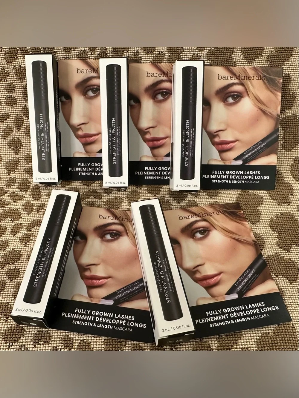 Lot of 5 Bare Minerals Strength & Length Mascara~Travel Size~ 2ml~Extreme Black